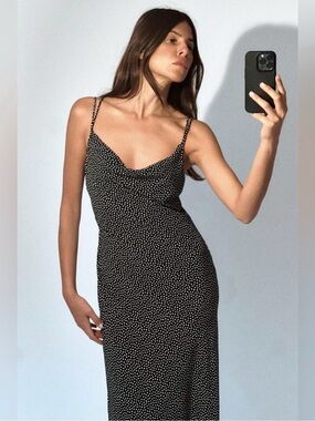 Zara Black & White Polka Dot Strapless Slip Dress